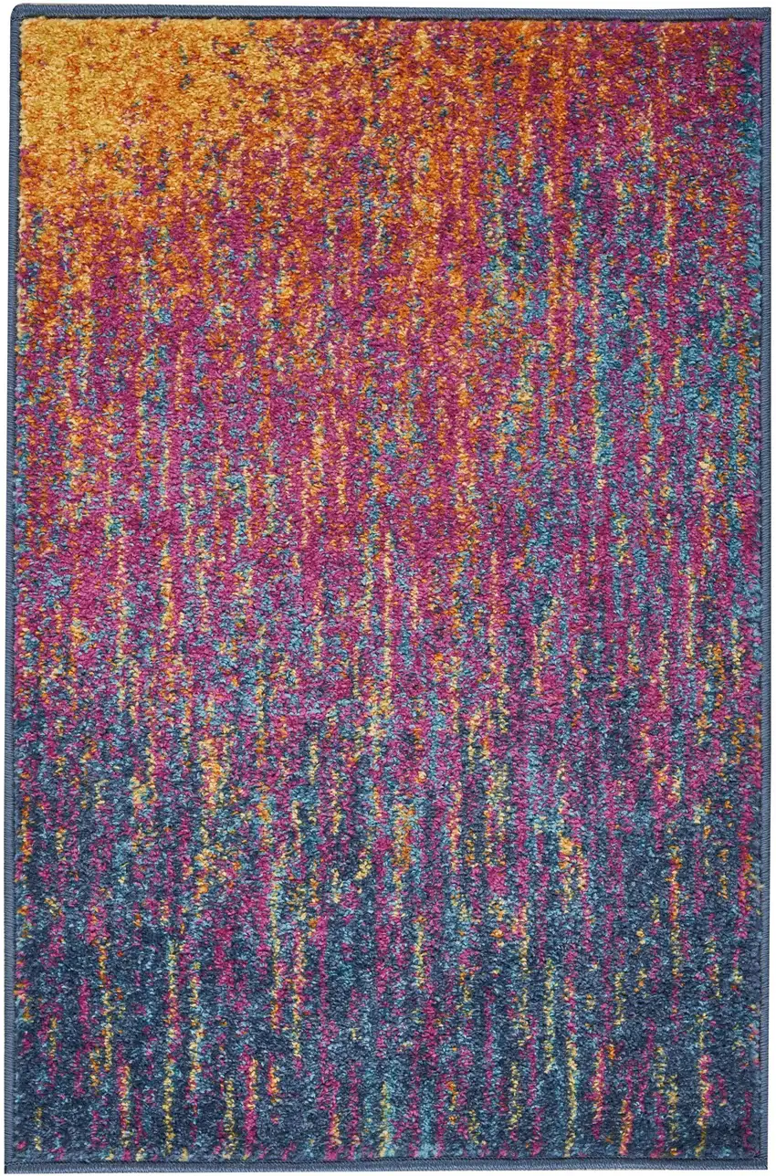 Blue And Orange Abstract Area Rug Photo 1