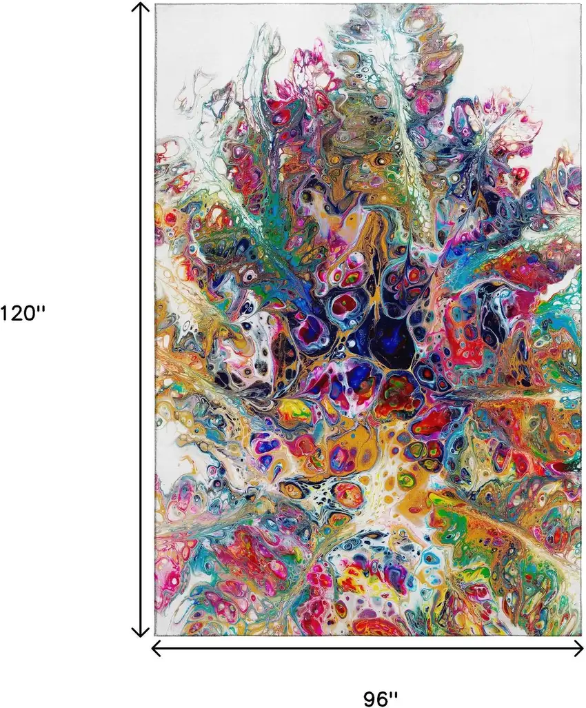 Rainbow And Ivory Abstract Washable Indoor Outdoor Area Rug Photo 3