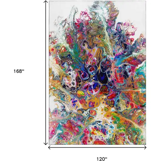 Rainbow And Ivory Abstract Washable Indoor Outdoor Area Rug Photo 3
