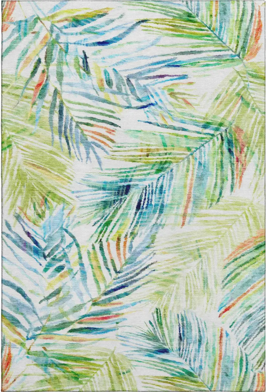 Rainbow And Ivory Geometric Washable Area Rug With UV Protection Photo 2