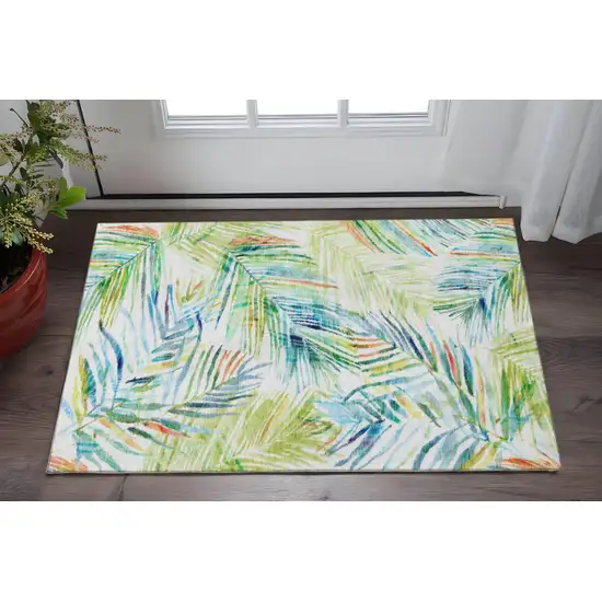 Rainbow And Ivory Geometric Washable Area Rug With UV Protection Photo 1
