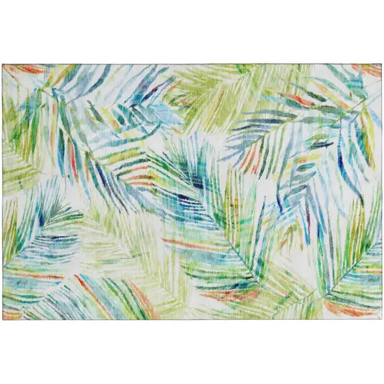 Rainbow And Ivory Geometric Washable Area Rug With UV Protection Photo 3