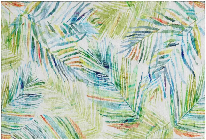 Rainbow And Ivory Geometric Washable Area Rug With UV Protection Photo 3