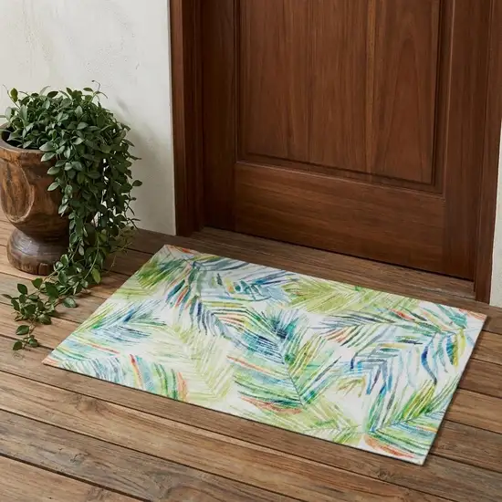 Rainbow And Ivory Geometric Washable Area Rug With UV Protection Photo 1