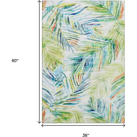 Rainbow And Ivory Geometric Washable Area Rug With UV Protection Photo 3