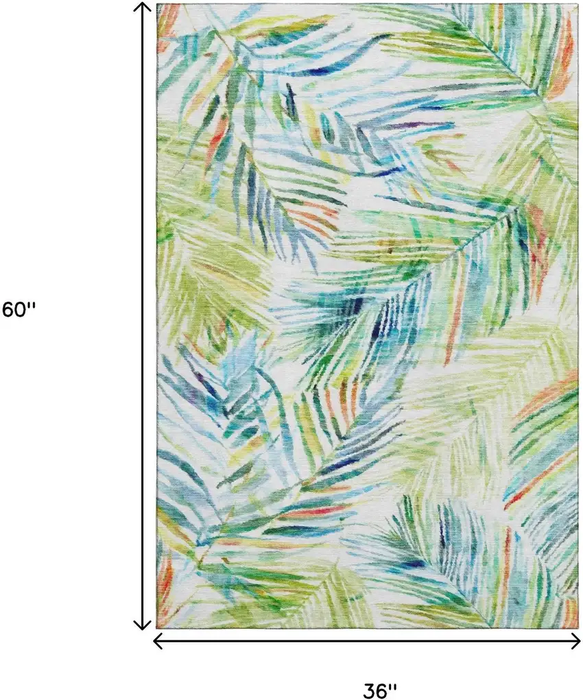 Rainbow And Ivory Geometric Washable Area Rug With UV Protection Photo 3