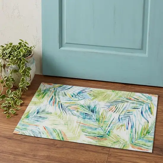 Rainbow And Ivory Geometric Washable Area Rug With UV Protection Photo 2