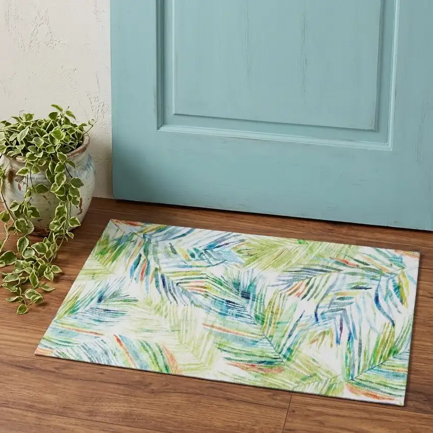 Rainbow And Ivory Geometric Washable Area Rug With UV Protection Photo 2