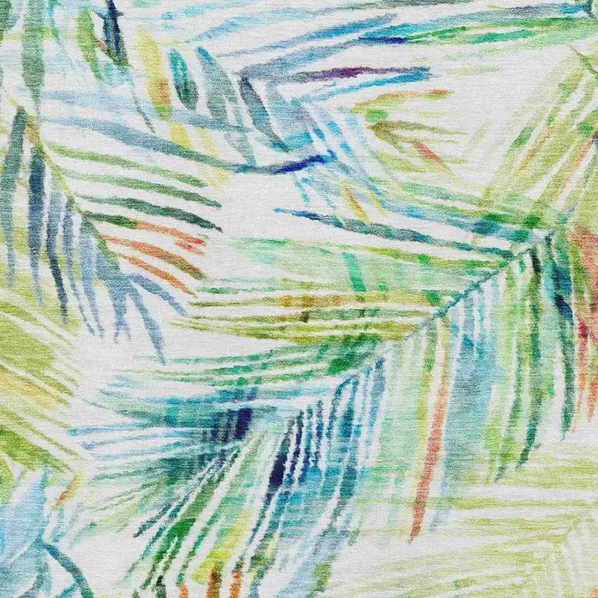 Rainbow And Ivory Geometric Washable Area Rug With UV Protection Photo 4