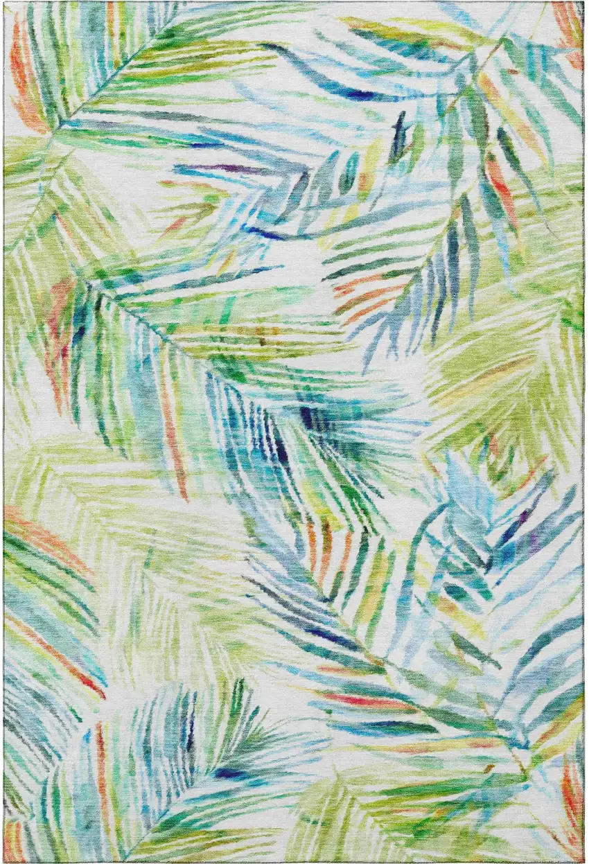 Rainbow And Ivory Geometric Washable Area Rug With UV Protection Photo 5