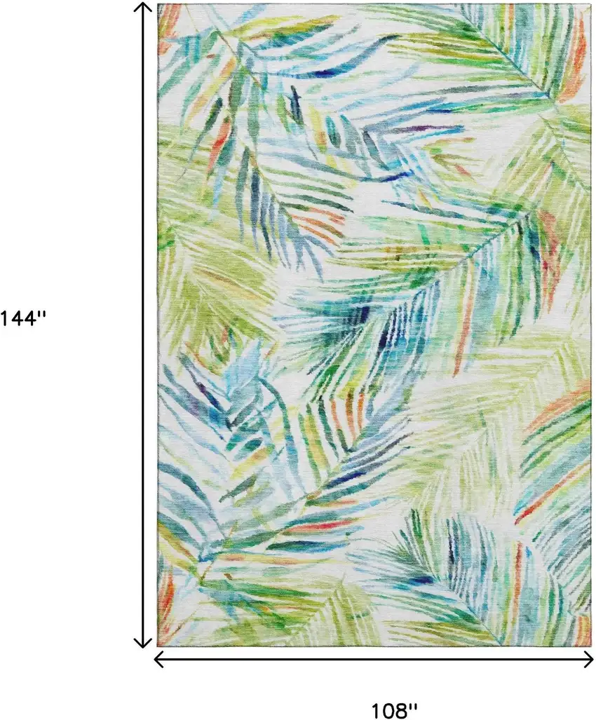 Rainbow And Ivory Geometric Washable Area Rug With UV Protection Photo 3