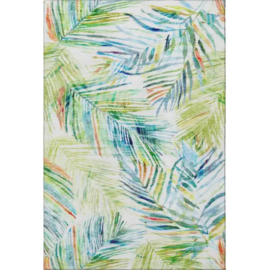 Rainbow And Ivory Geometric Washable Area Rug With UV Protection Photo 4