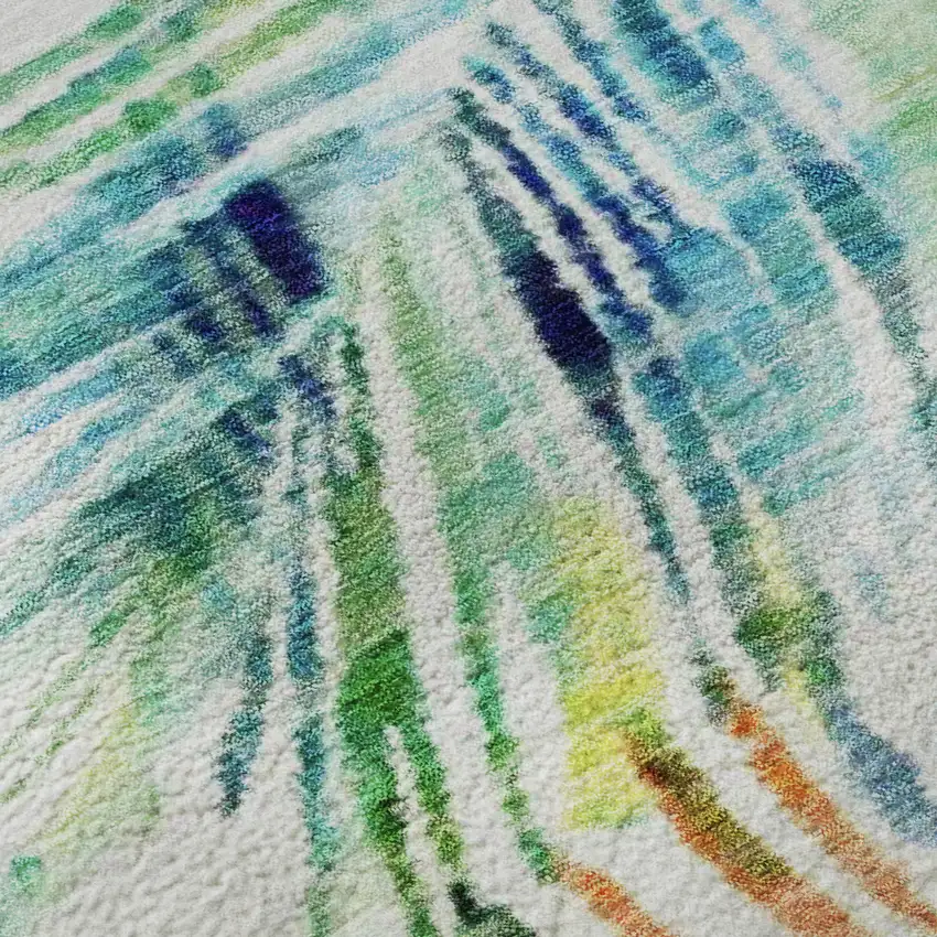 Rainbow And Ivory Geometric Washable Area Rug With UV Protection Photo 9