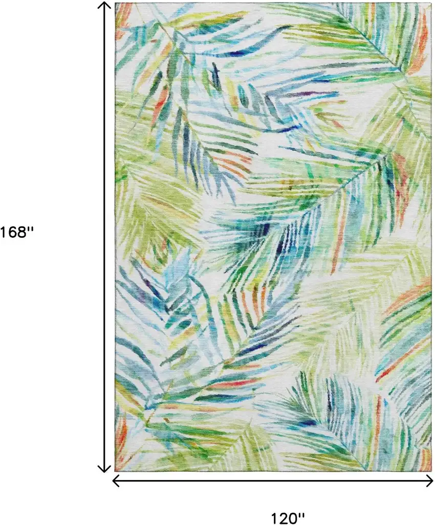 Rainbow And Ivory Geometric Washable Area Rug With UV Protection Photo 2