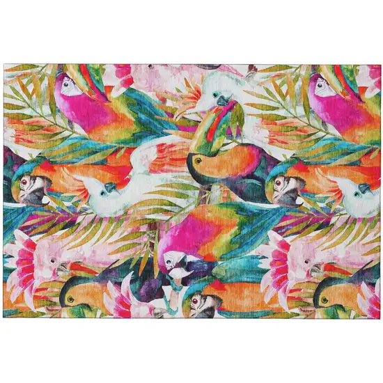 Rainbow And Ivory Geometric Washable Area Rug With UV Protection Photo 2