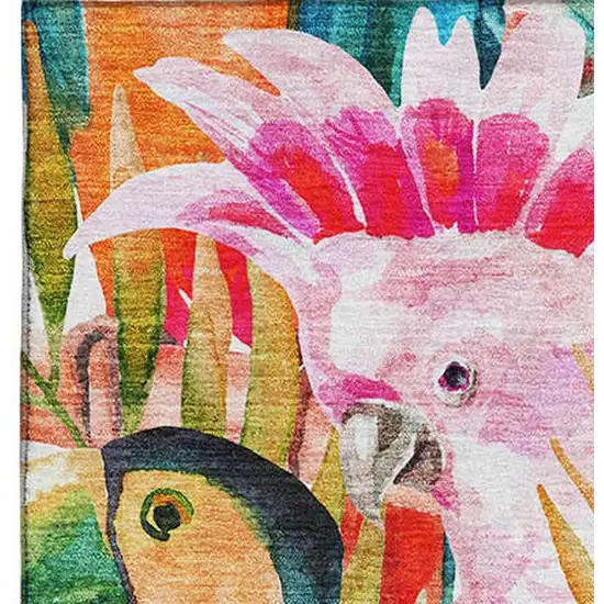 Rainbow And Ivory Geometric Washable Area Rug With UV Protection Photo 4