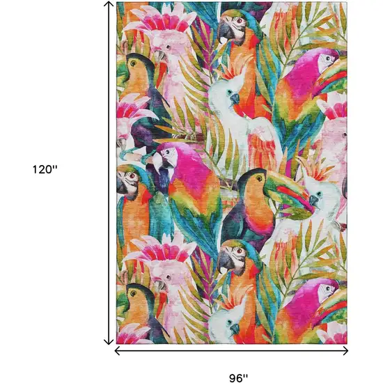 Rainbow And Ivory Geometric Washable Area Rug With UV Protection Photo 3