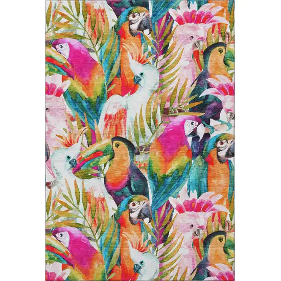 Rainbow And Ivory Geometric Washable Area Rug With UV Protection Photo 5