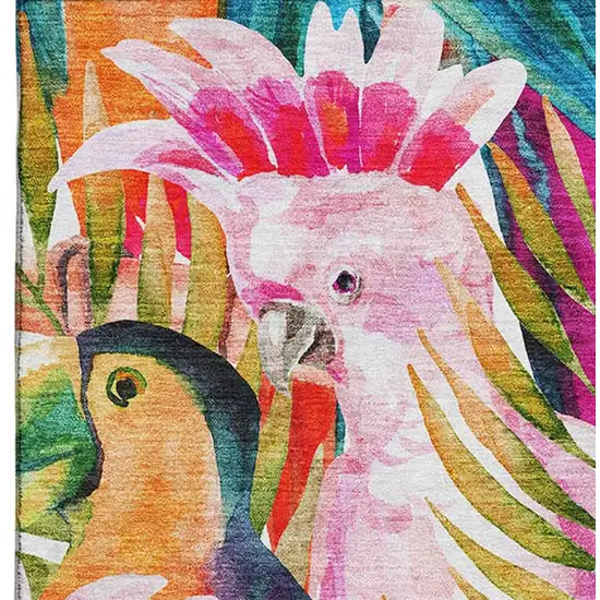 Rainbow And Ivory Geometric Washable Area Rug With UV Protection Photo 5