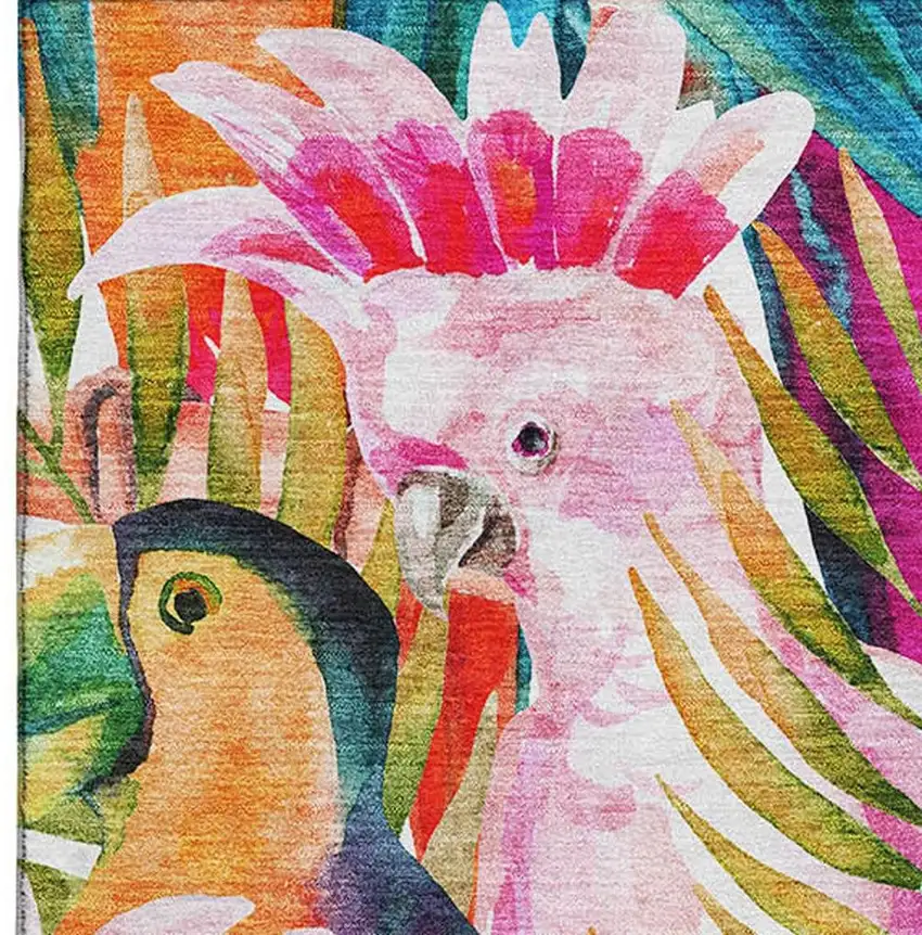 Rainbow And Ivory Geometric Washable Area Rug With UV Protection Photo 5