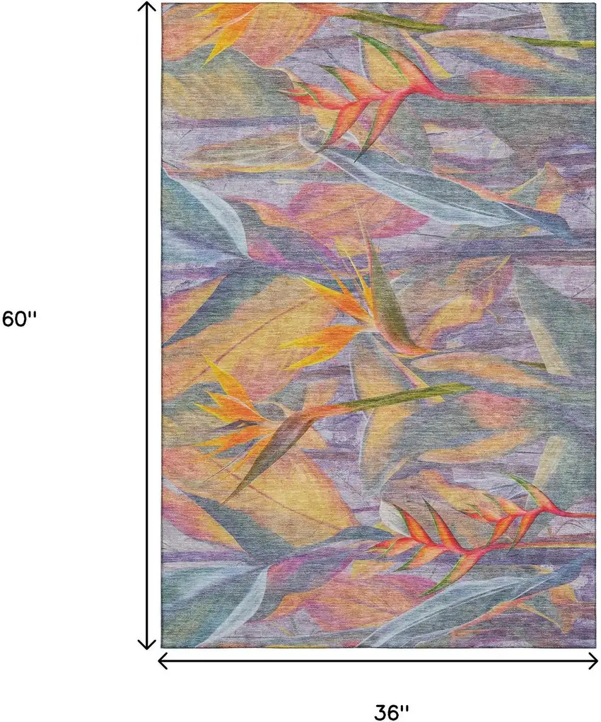 Rainbow And Ivory Geometric Washable Area Rug With UV Protection Photo 3