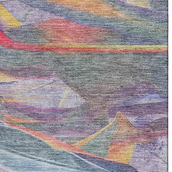 Rainbow And Ivory Geometric Washable Area Rug With UV Protection Photo 4