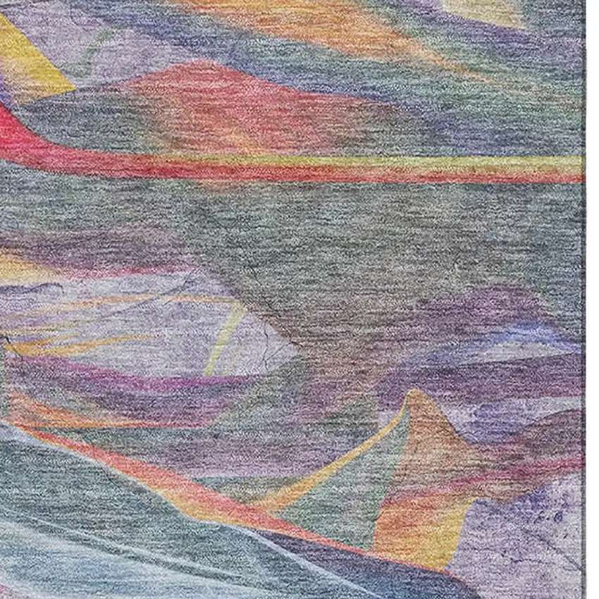 Rainbow And Ivory Geometric Washable Area Rug With UV Protection Photo 4