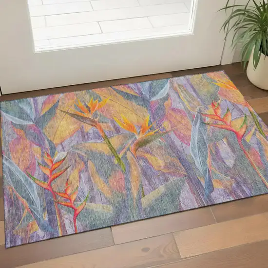 Rainbow And Ivory Geometric Washable Area Rug With UV Protection Photo 1