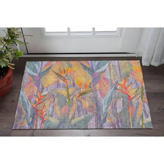Rainbow And Ivory Geometric Washable Area Rug With UV Protection Photo 1