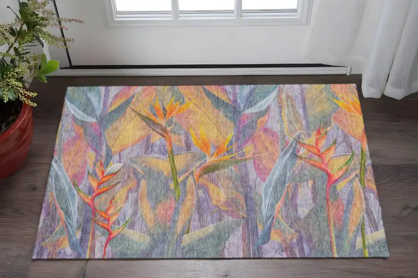 Rainbow And Ivory Geometric Washable Area Rug With UV Protection Photo 1