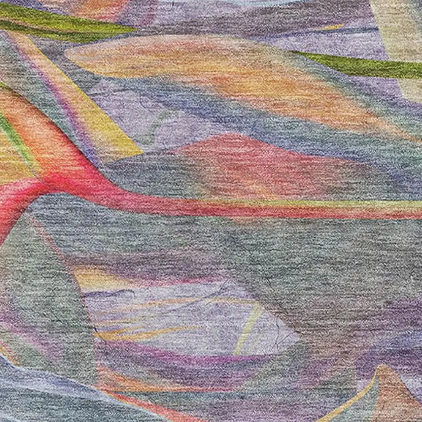 Rainbow And Ivory Geometric Washable Area Rug With UV Protection Photo 4