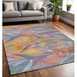 Photo of Rainbow And Ivory Geometric Washable Area Rug With UV Protection