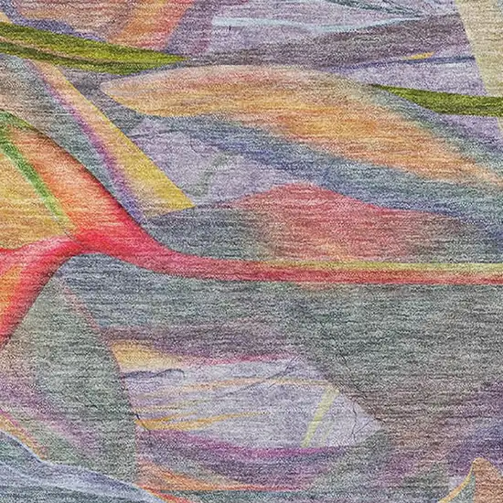 Rainbow And Ivory Geometric Washable Area Rug With UV Protection Photo 4