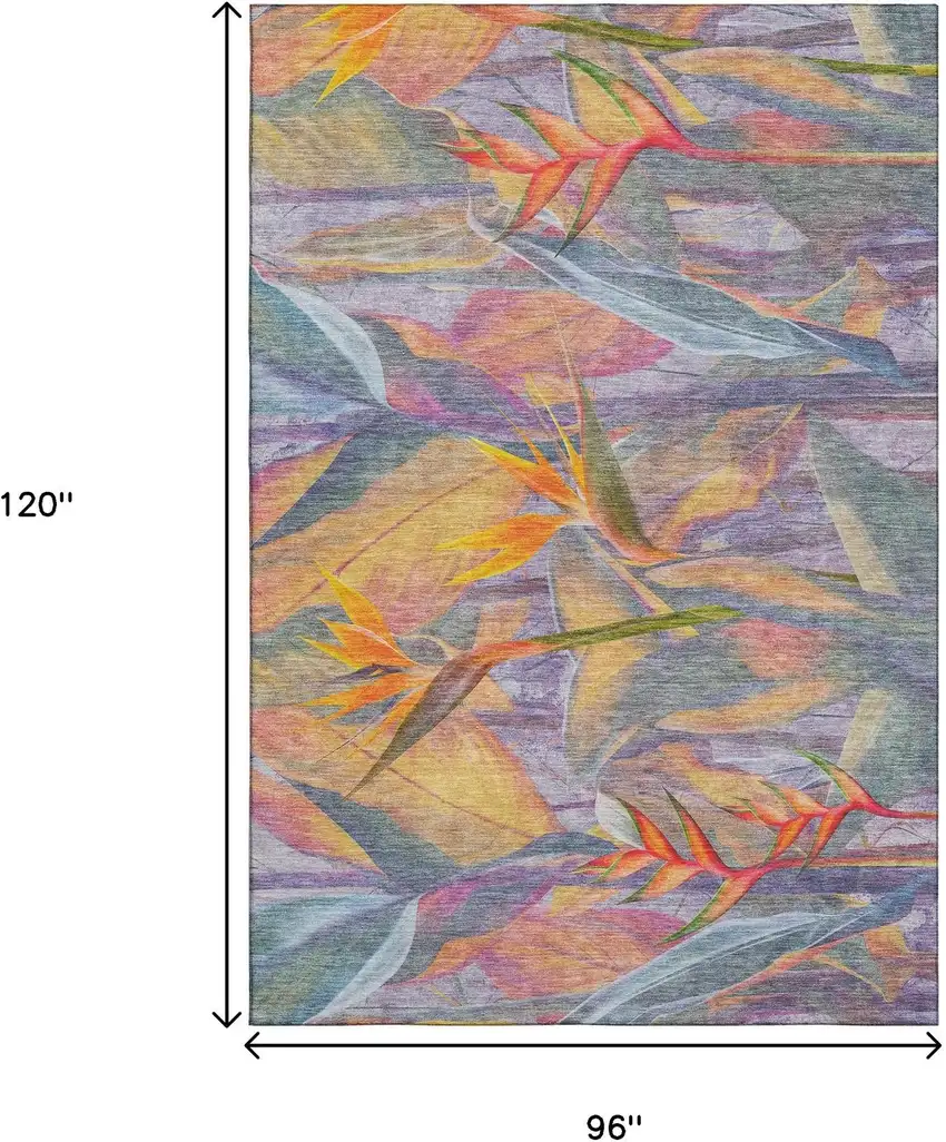 Rainbow And Ivory Geometric Washable Area Rug With UV Protection Photo 3