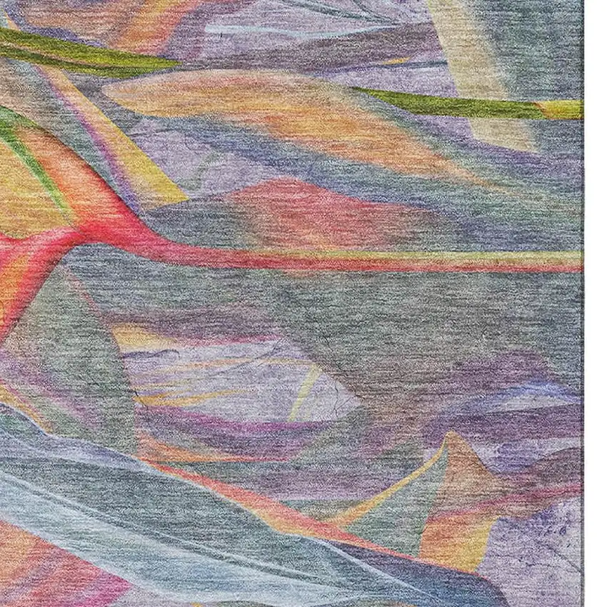 Rainbow And Ivory Geometric Washable Area Rug With UV Protection Photo 5