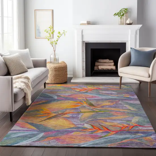 Rainbow And Ivory Geometric Washable Area Rug With UV Protection Photo 6