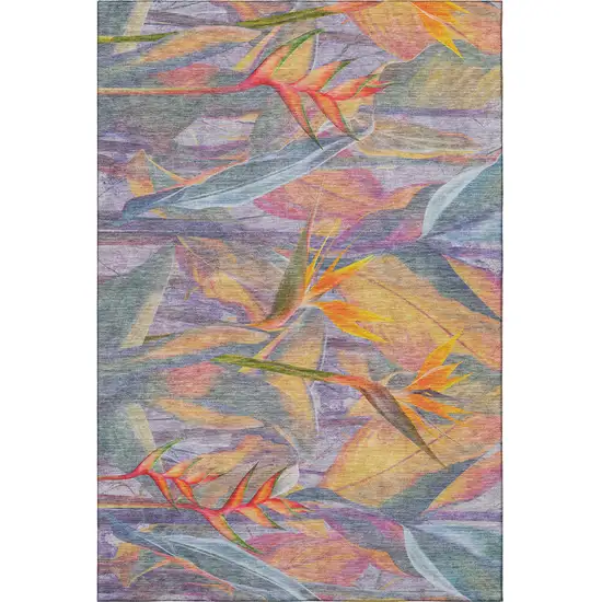 Rainbow And Ivory Geometric Washable Area Rug With UV Protection Photo 4