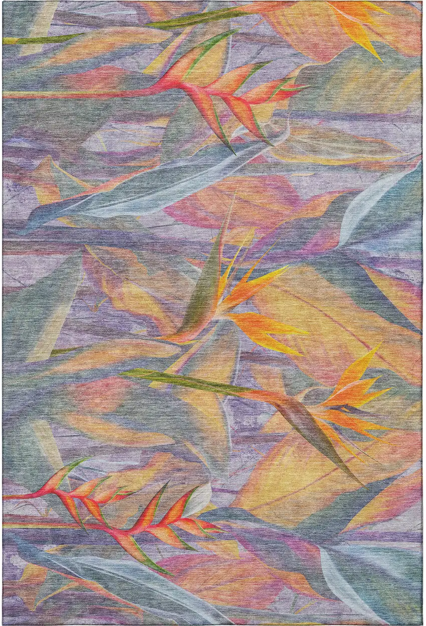 Rainbow And Ivory Geometric Washable Area Rug With UV Protection Photo 4