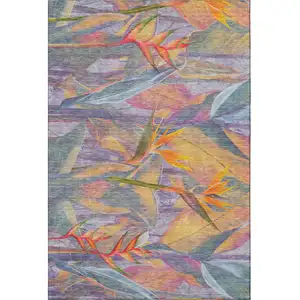 Photo of Rainbow And Ivory Geometric Washable Area Rug With UV Protection