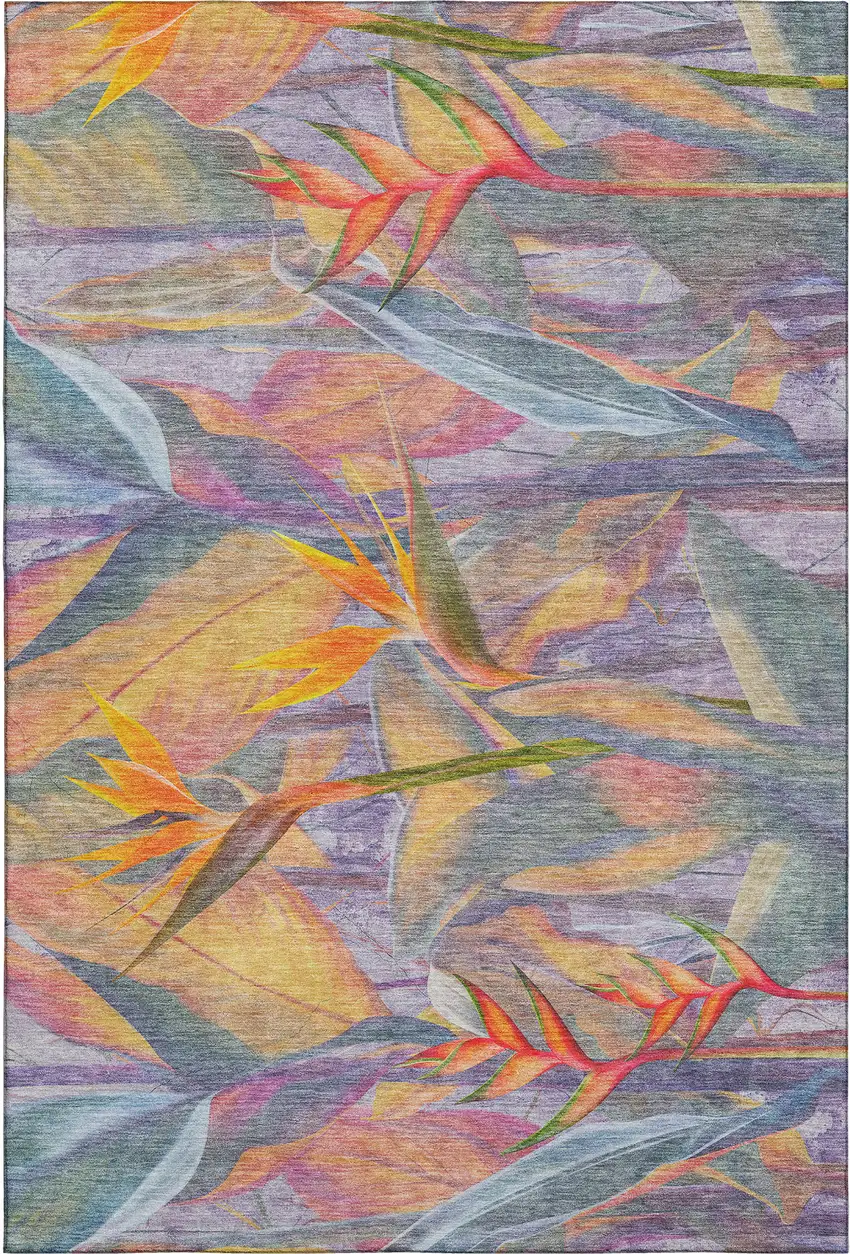 Rainbow And Ivory Geometric Washable Area Rug With UV Protection Photo 2