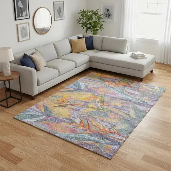 Rainbow And Ivory Geometric Washable Area Rug With UV Protection Photo 1