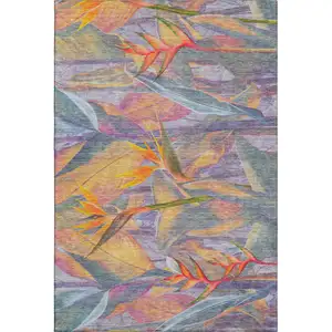 Photo of Rainbow And Ivory Geometric Washable Area Rug With UV Protection