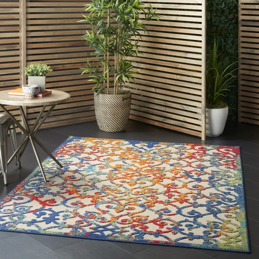 Rainbow Colored Indoor Outdoor Area Rug Photo 8