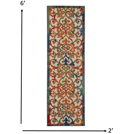 Rainbow Colored Indoor Outdoor Runner Rug Photo 4