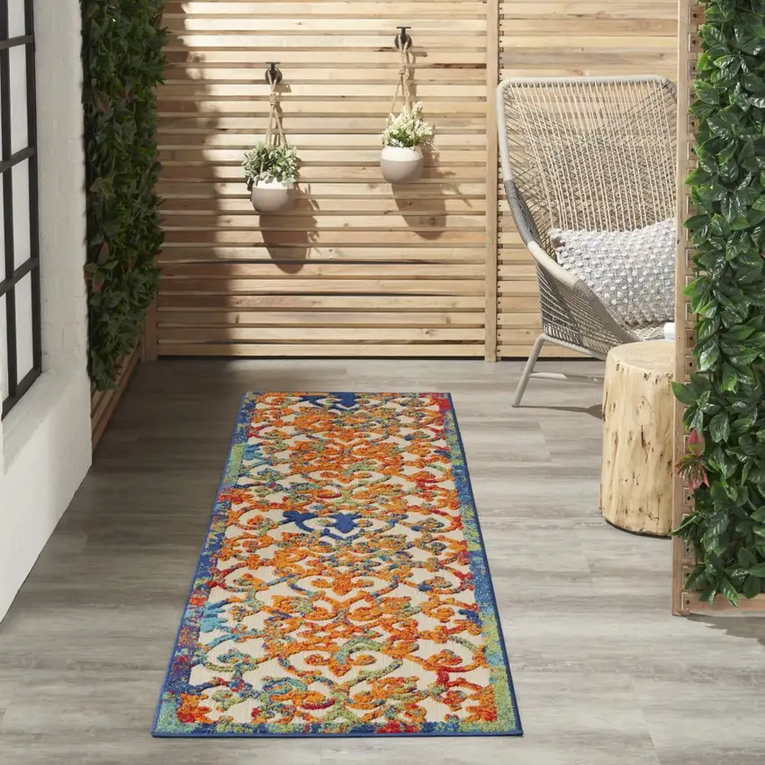 Rainbow Colored Indoor Outdoor Runner Rug Photo 7