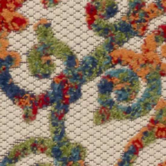 8' Ivory And Blue Indoor Outdoor Area Rug Photo 3