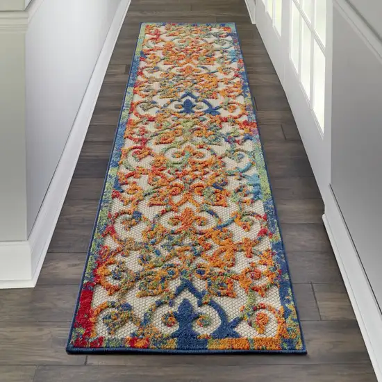 Rainbow Colored Indoor Outdoor Runner Rug Photo 6