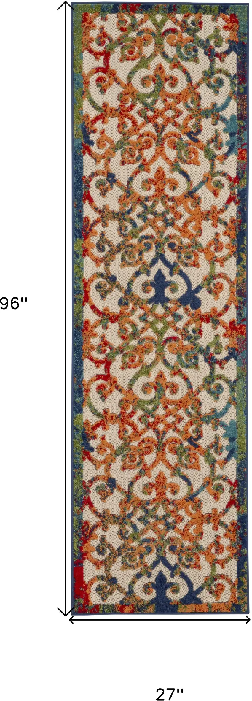 Ivory And Blue Floral Indoor Outdoor Area Rug Photo 9