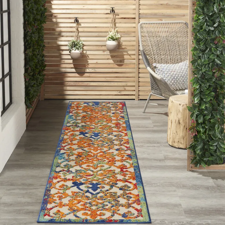 Rainbow Colored Indoor Outdoor Runner Rug Photo 3
