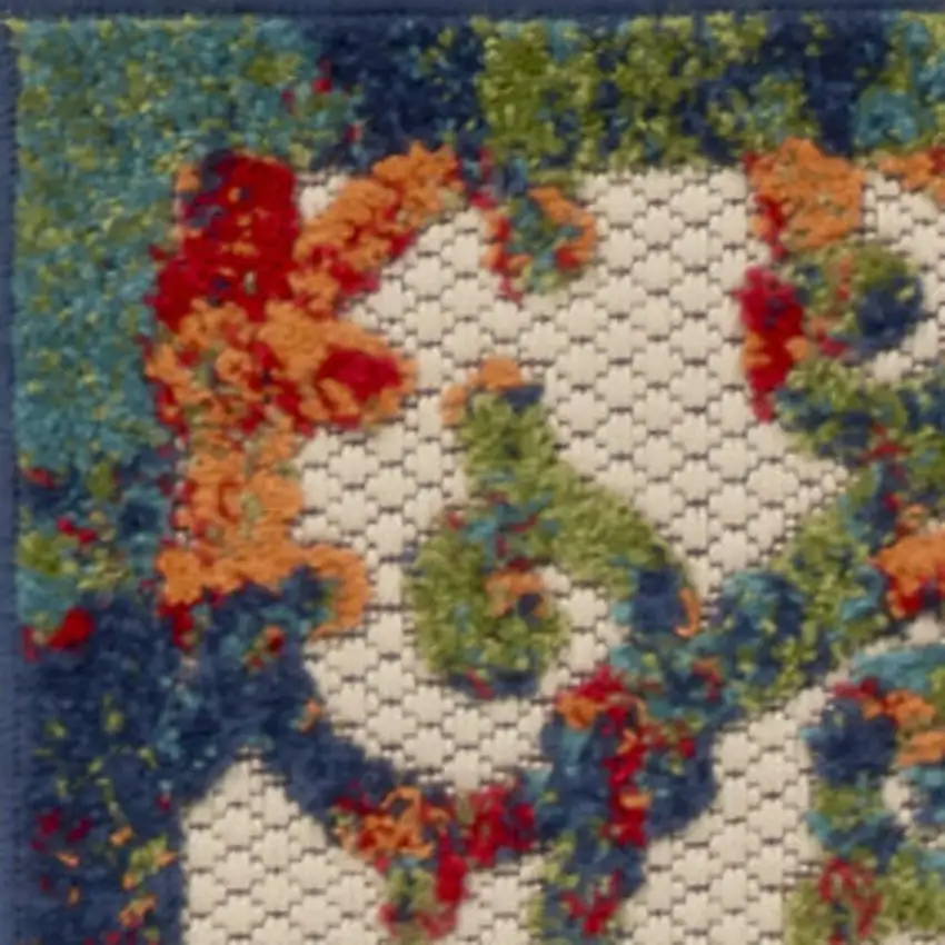 10' Ivory And Blue Indoor Outdoor Area Rug Photo 3